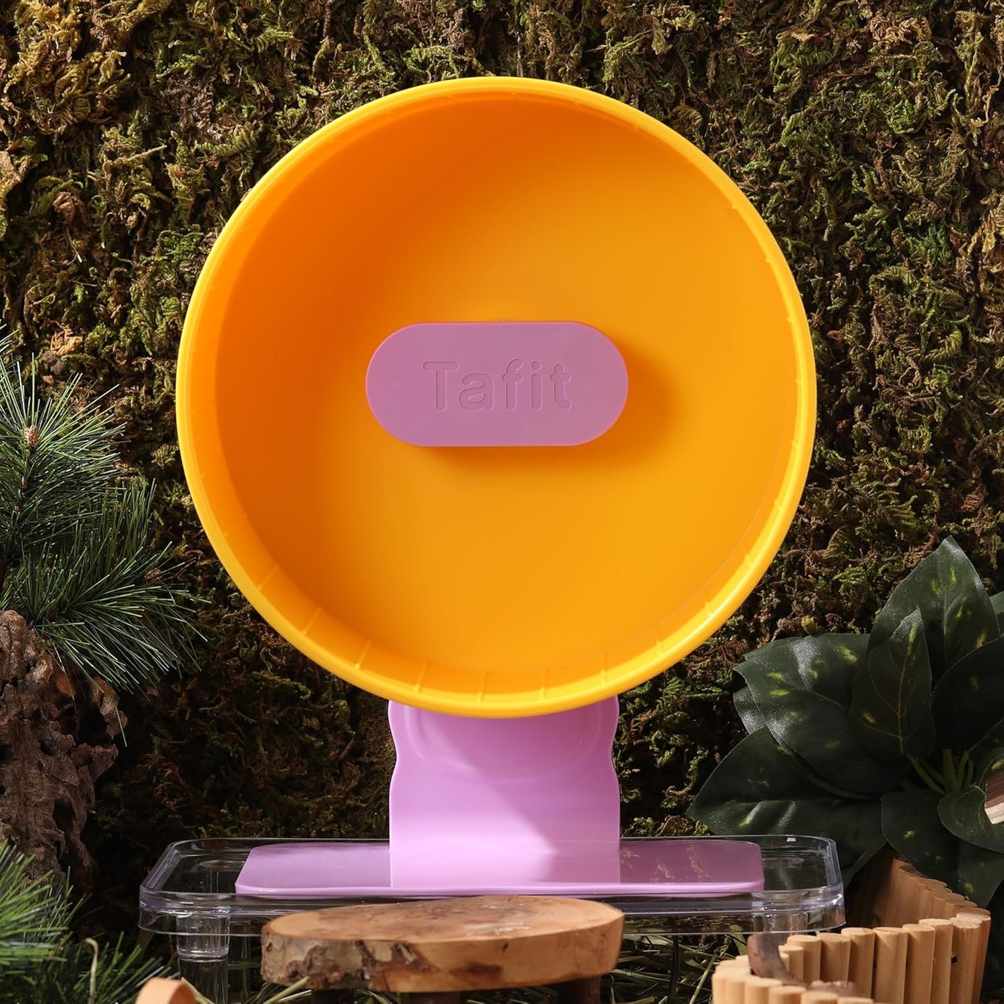 Quiet Hamster Wheel 10.2 Inch Dual-Bearings Silent Small Animals Running Exercise Wheel Height Adjustable for Syrian Hamsters, Gerbils, Rats, or Other Small Pets, Passionfruit Yellow