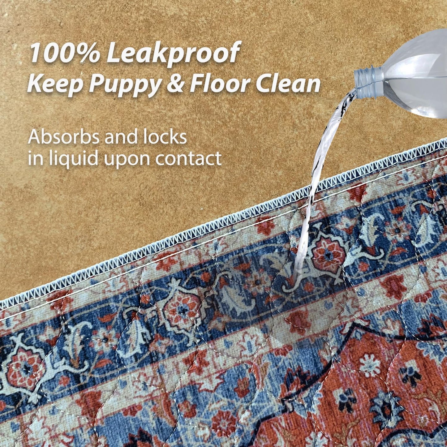 nunubaby Washable Pee Pads for Dogs, Stylish, Non-Slip and Leak-Proof Pee Pads. Reusable Potty Pads for Dogs for Crates and Floors.(Red/Floral, 54" x54")