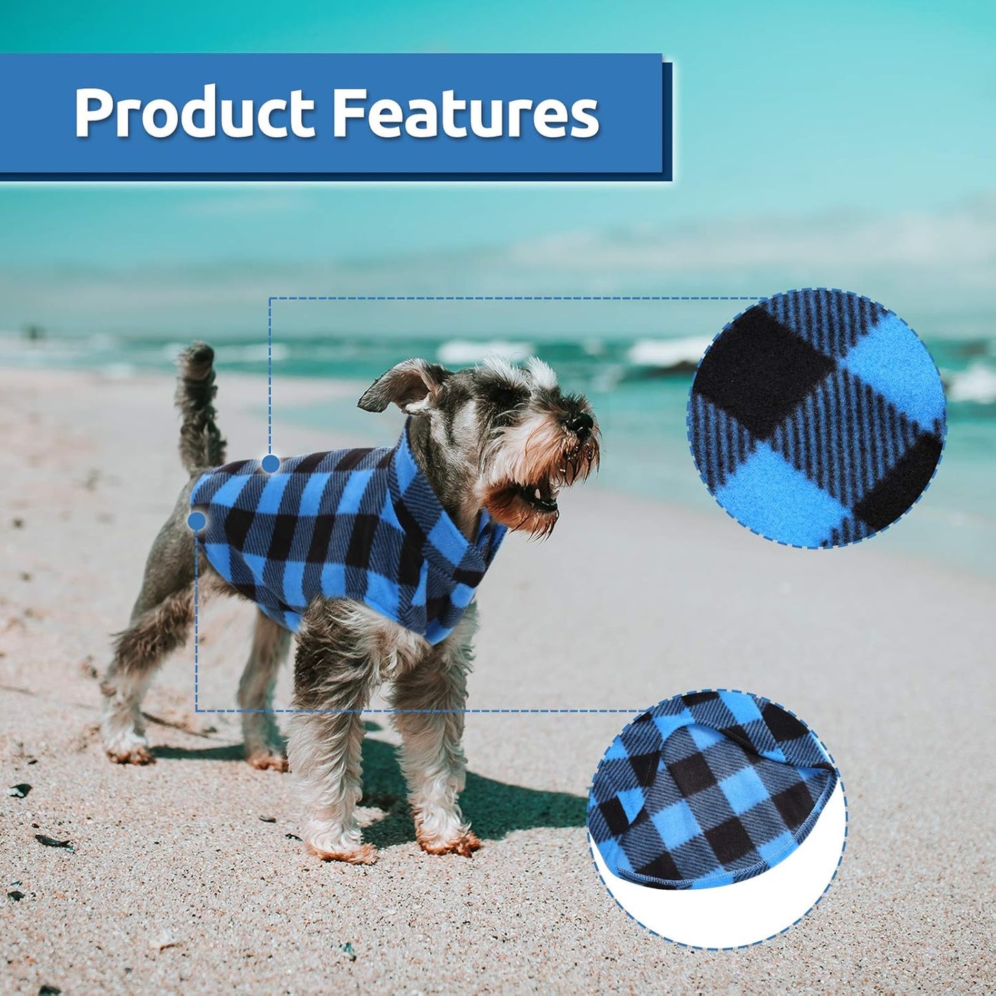 ASENKU Dog Sweater, Plaid Dogs Fleece Vest, Soft Comfortable Pet Pajamas, Warm Winter Puppy Shirt, Cold Weather Coat Jacket Pet Clothes for Small & Medium Dog Breeds