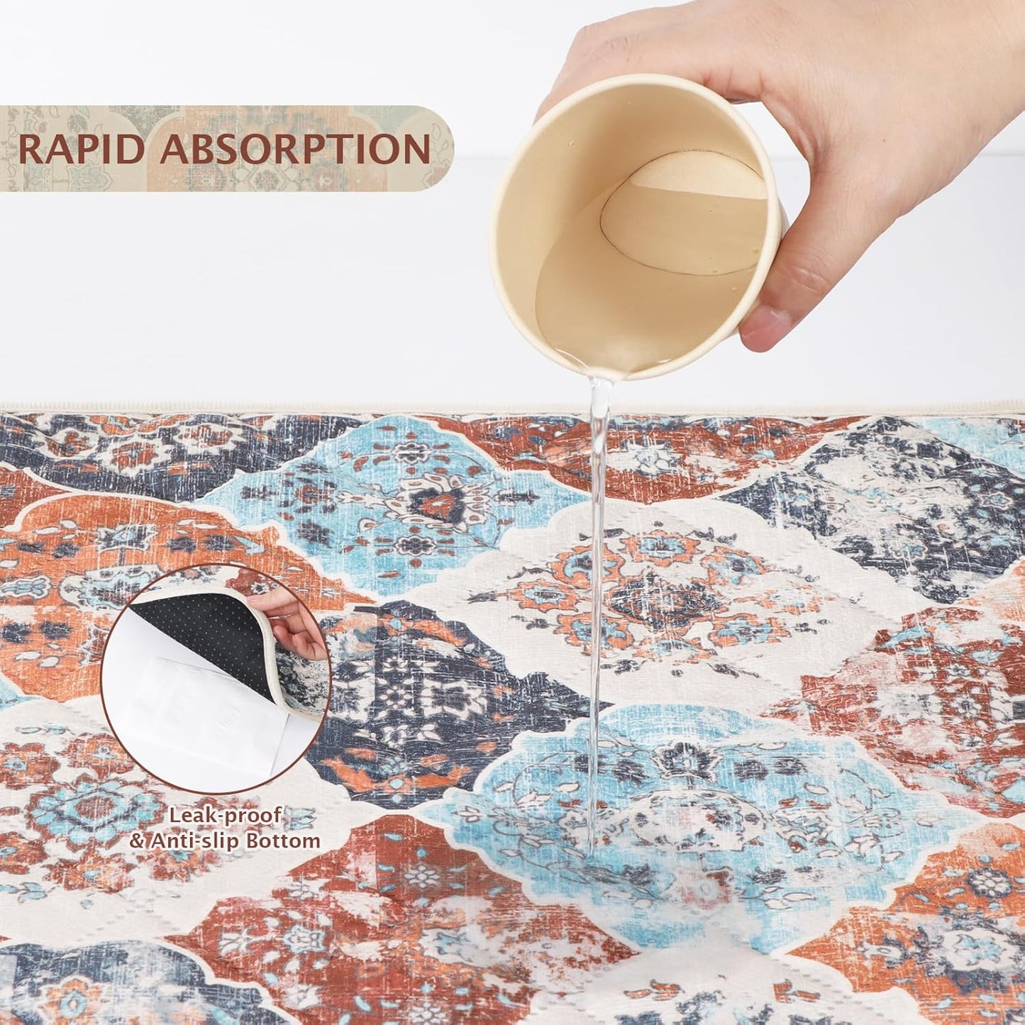 IEUUMLER Washable Pee Pads for Dogs, 1 Pack Reusable Non-Slip Grip, Super Absorbent Waterproof Puppy Pads for Potty Training, Playpen, Crate, Whelping Box EU011 (Orange, 71" x 71")