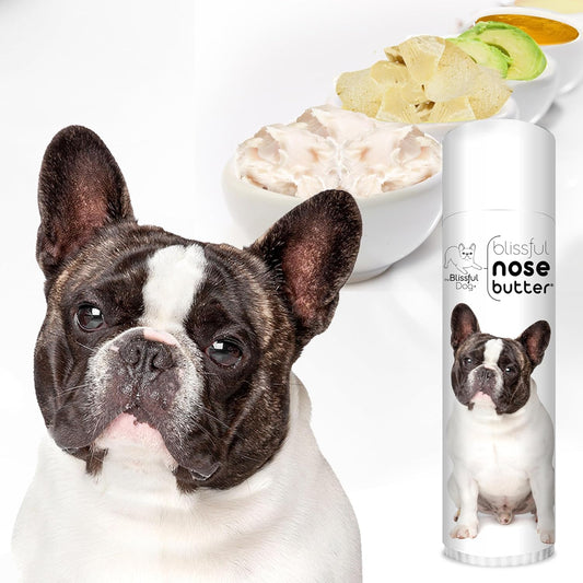 The Blissful Dog French Bulldog Pied Nose Butter for Dry, Cracked Skin, Lick-Safe Dog Nose Balm with Moisturizing Shea Butter, Almond, Olive, and Essential Oils, Pet Supplies, Uncented, 0.50 oz.