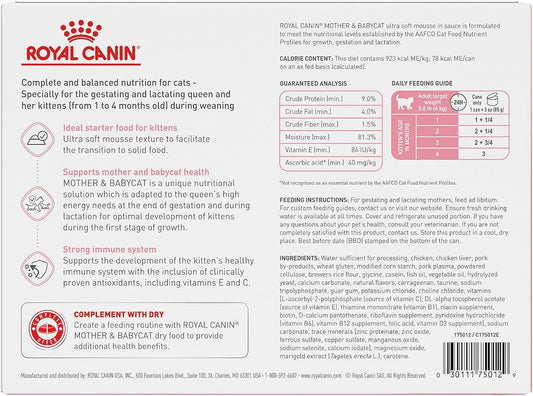 Royal Canin Feline Health Nutrition Mother & Babycat Ultra Soft Mousse in Sauce Canned Cat Food, 3 oz can (12-count)