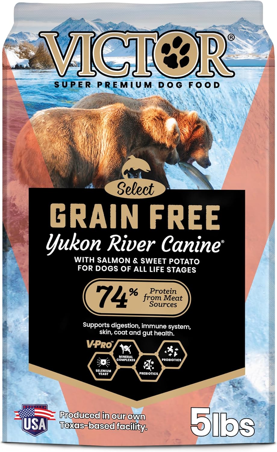 VICTOR Super Premium Dog Food – Grain Free Yukon River Canine – Supports Immune & Digestive Health for Dogs of All Life Stages – High Protein Dry Dog Food for All Normally Active Dogs, 5 lb