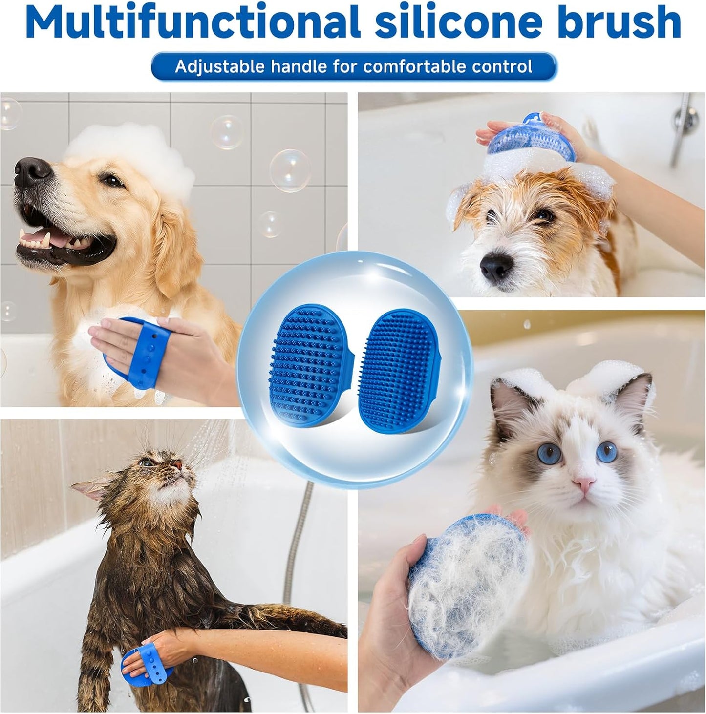 3-in-1 Pet Steam Brush Set for Dogs & Cats, Grooming Comb with Spray, Defur Tool, Water-Free Shampoo, Bath Gloves,Bath Brush, Tooth & Ear Brush, Towel (11PCS)