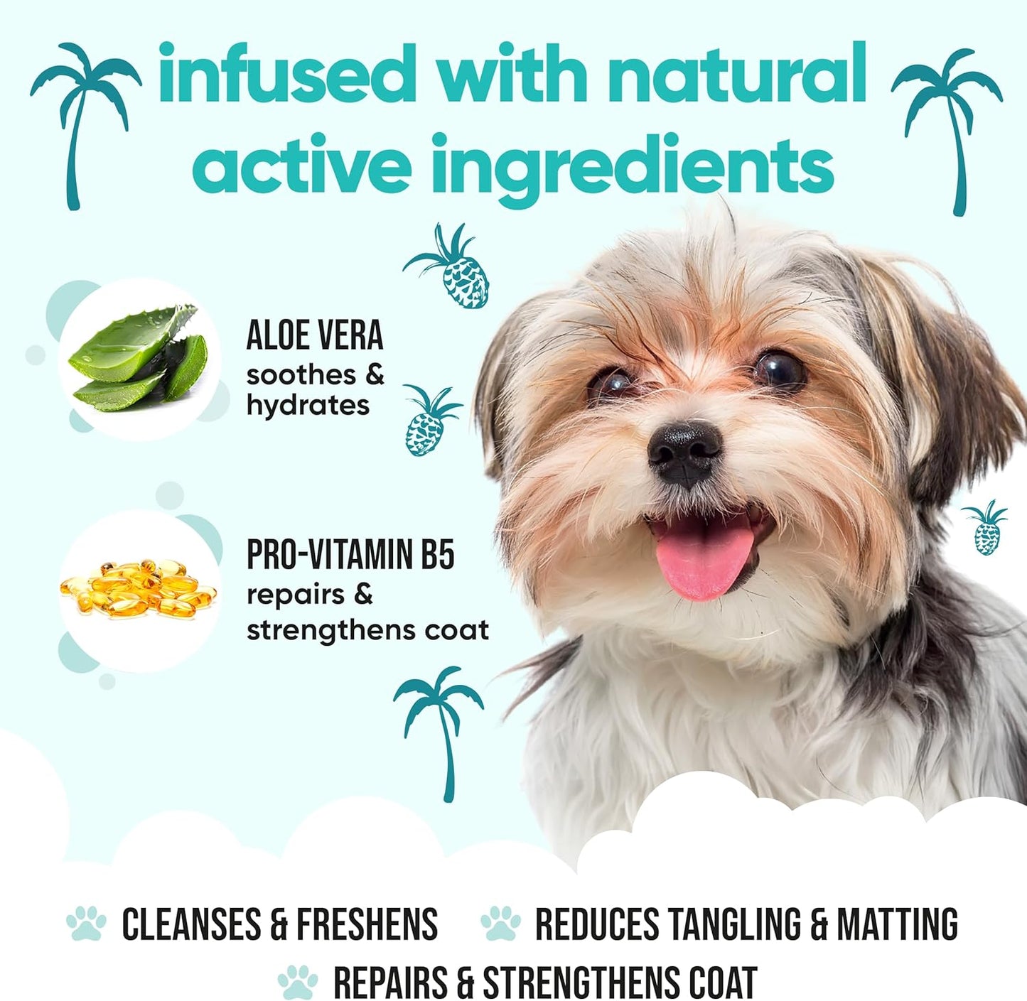 Tropical Dog Shampoo by Buddycare | Deep Cleansing Shampoo for Dogs | Tropical Scented | with Aloe Vera and Pro Vitamin B5 (33.8oz)