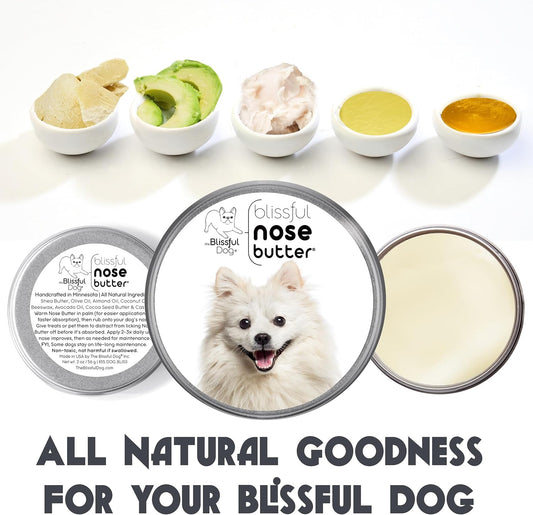 The Blissful Dog American Eskimo Nose Butter for Dry, Cracked Skin, Lick-Safe Dog Nose Balm with Moisturizing Shea Butter, Almond, Olive, and Essential Oils, Pet Supplies, Uncented, 4 oz.