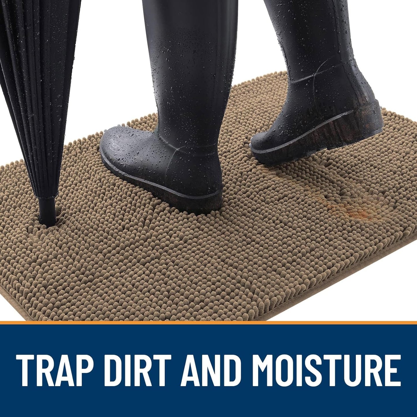 OLANLY Dog Door Mat for Muddy Paws 44x24, Absorbs Moisture and Dirt, Absorbent Non-Slip Washable Doormat, Quick Dry Chenille Mud Mat for Dogs, Entry Indoor Entryway Carpet for Inside Floor, Tan