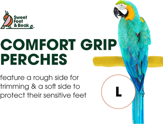 Comfort Grip Safety Perch for Bird Cages - Pedicure Perch for Birds to Keep Nails and Beaks in Top Condition - Safe Easy to Install Bird Cage Accessories- L 13"