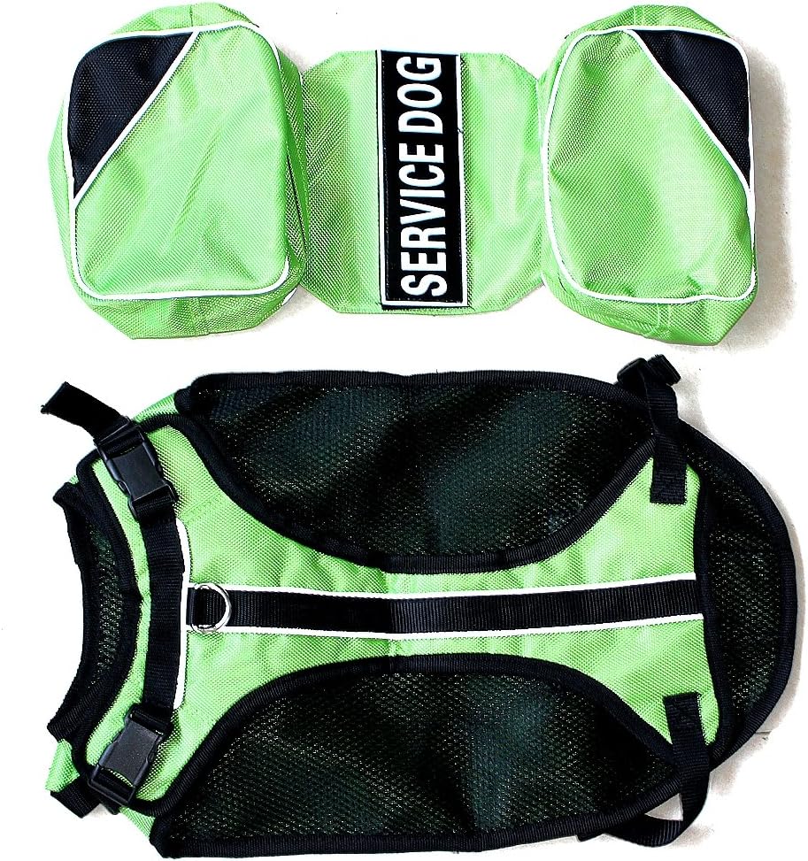 Serijoars Dog Vest Harnesses with Saddlebag Backpack for Camping & Travel - Reflective Hound Hiking Backpack Saddle Bag - Lightweight Vest Harness for Medium & Large Dogs (Green, M)