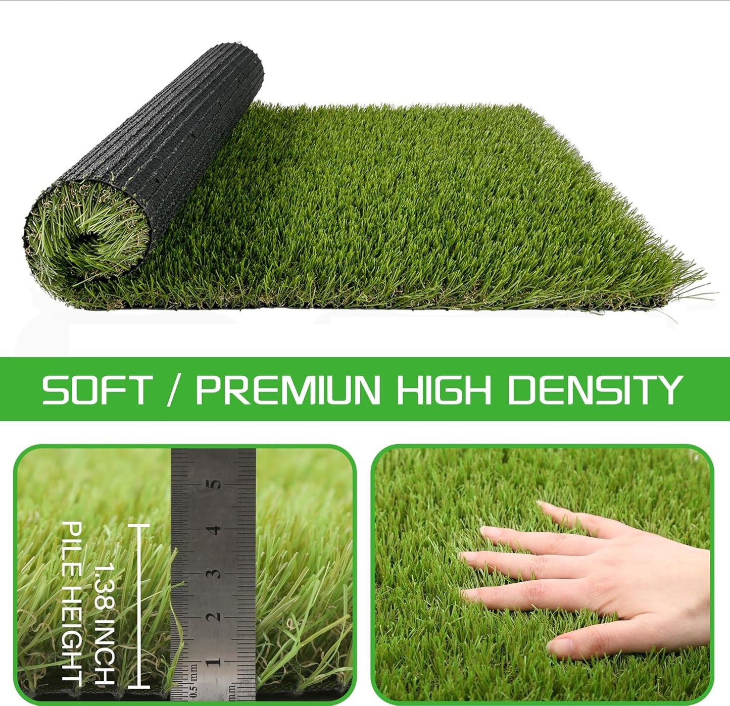 Artificial Grass Turf for Dogs 4 ft x 13 ft,1.38 inch Fake Grass Pad for Puppy Potty Training, Pet Rug for Indoor Outdoor Patio,Turf Mat for Dogs Potty
