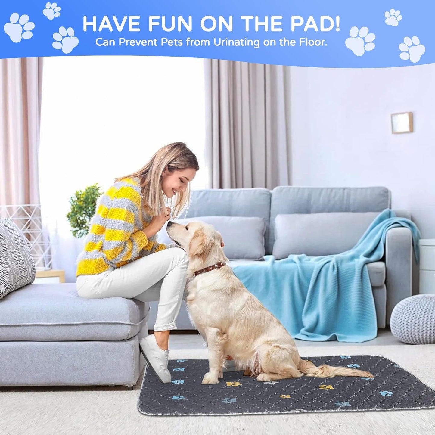 Aitmexcn Washable Puppy Dog Pee Pad, 2PCS 100% Waterproof Whelping Training Mat for Puppy/Senior Dog, Fast Drying Reusable Puppy Pads for Indoor, Outdoor and Car Travel- 24'' x 36''