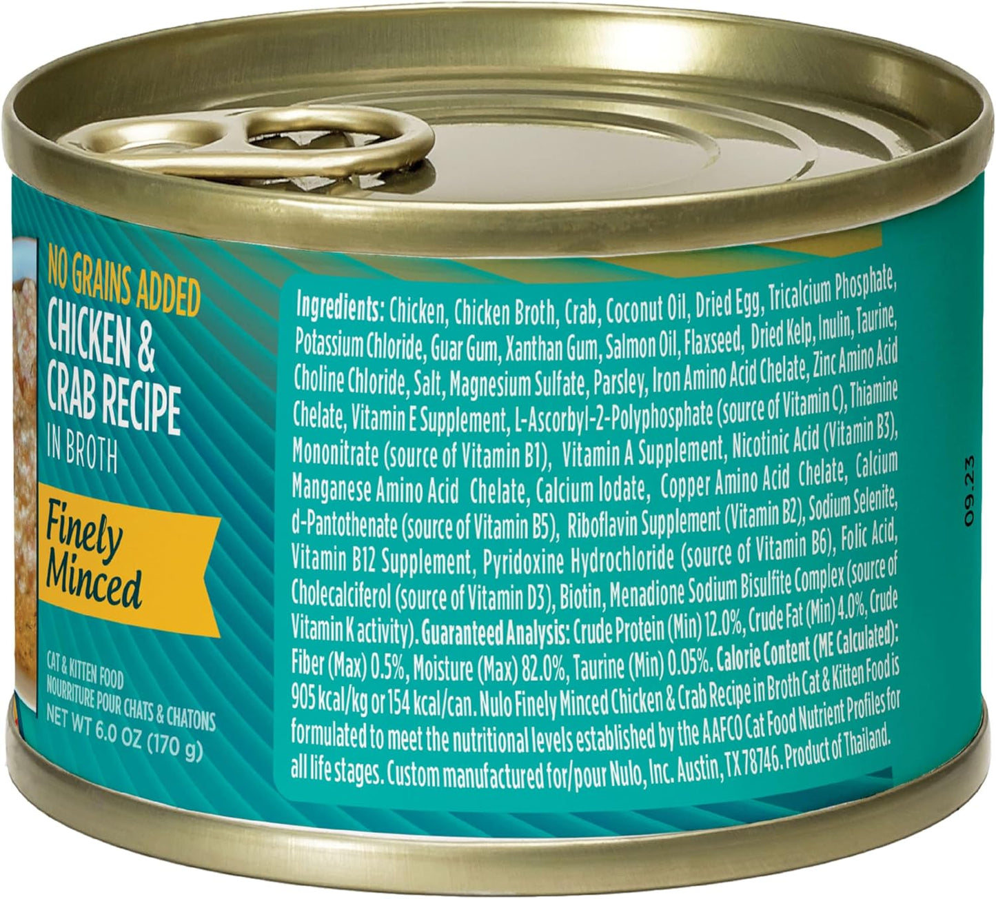Nulo Finely Minced Chicken & Crab Flavor Wet Canned Cat Food, 6.0 Ounce (Pack of 8)