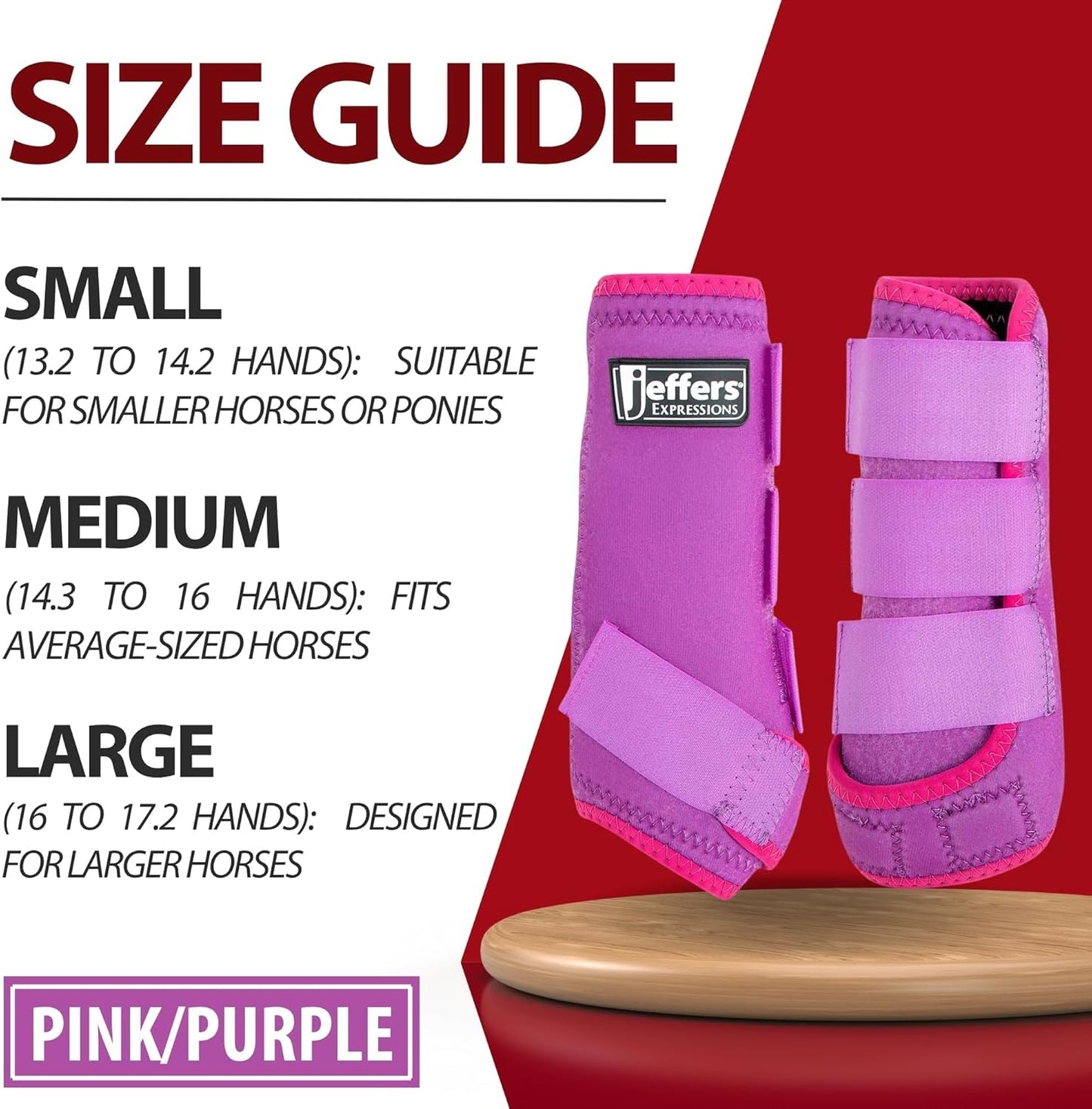 Jeffers Expression Neon Horse Boots 1 Pair - Purple & Pink, Breathable Neoprene, Secure Strap Closures, Durable Premium Protection for Jump Training & Trail Riding - Front & Hind, Small Size