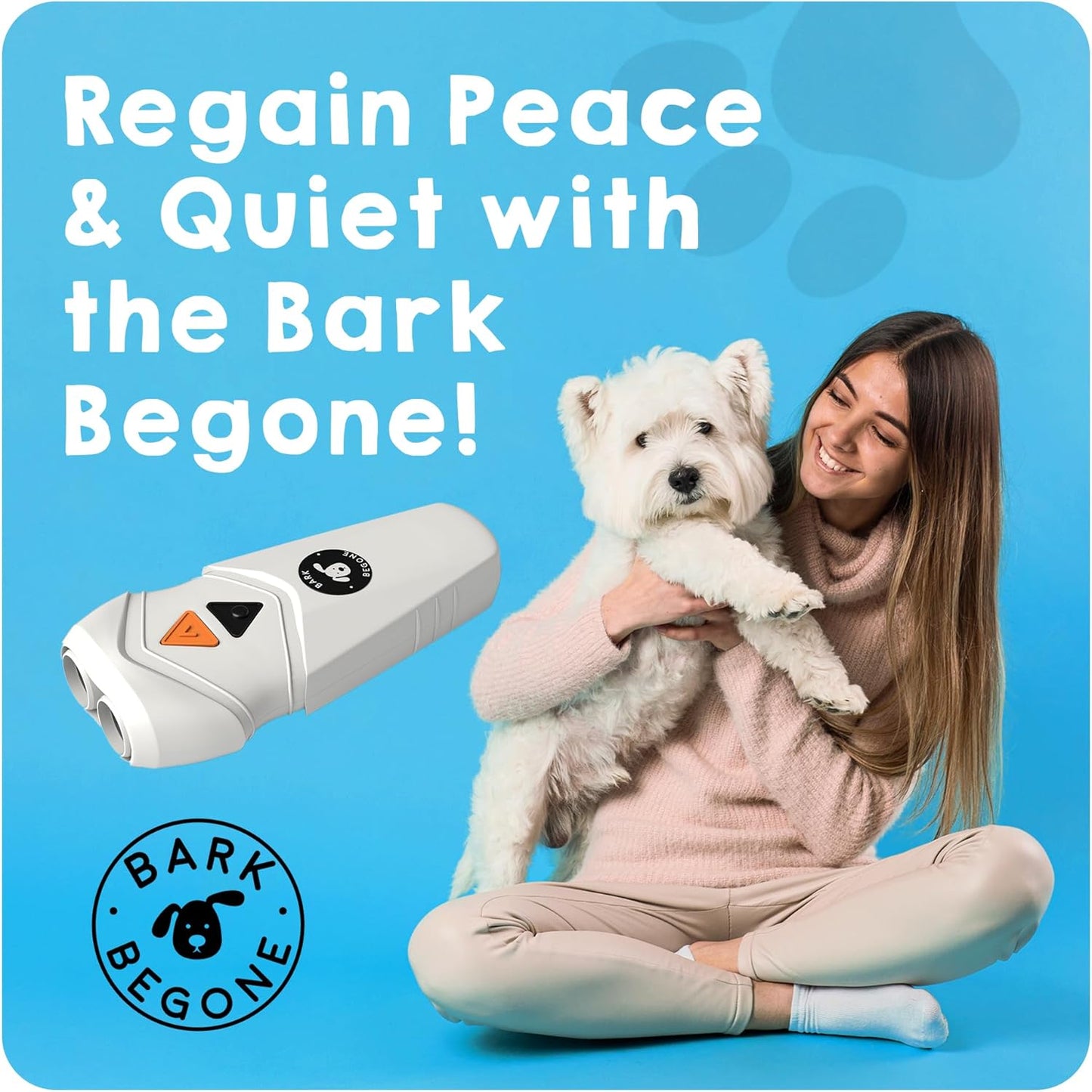Ultrasonic Dog Bark Deterrent & Behavior Corrector - Stop Barking, Jumping, Aggression Without Yelling - Just Point & Press! Backed by Kevin Harrington from Shark Tank (White Rechargeable)