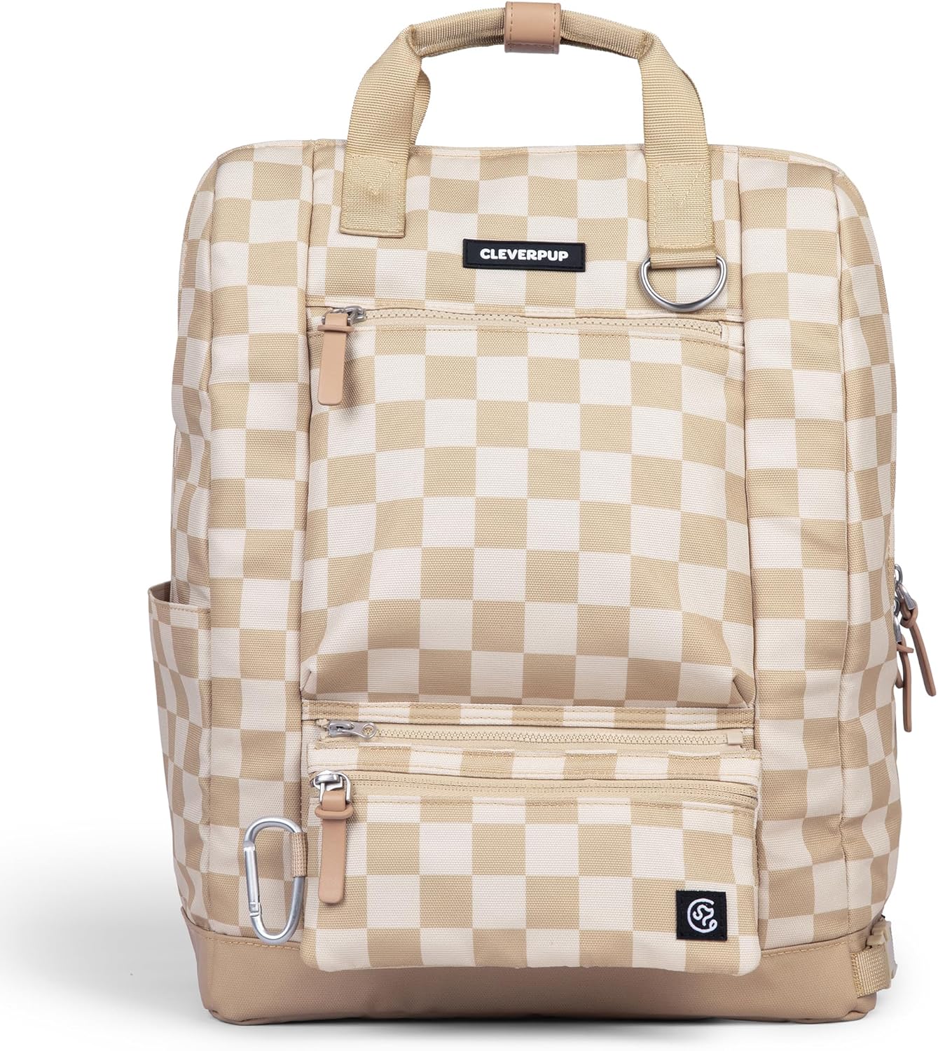 Porter 2-in-1 Dog Gear Backpack – Premium Dog Travel Bag with 10 Pockets, Zip-Off Treat Pouch, Leash Clip, Waterproof Pockets & Water Bottle Holder – Weekend, Hiking, Camping, Checkerboard