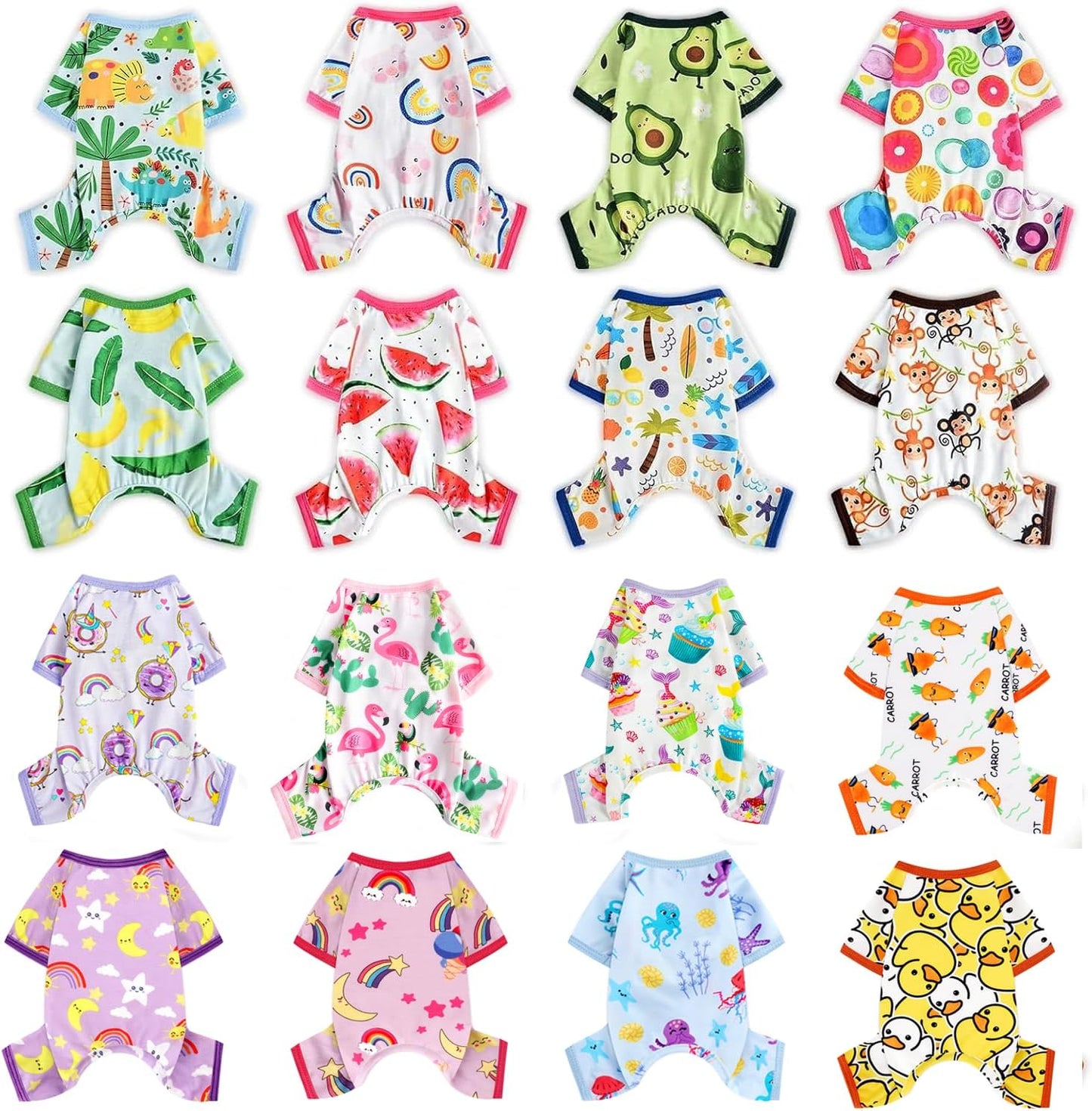 Dog Pajamas Pjs Spring Summer Dog Clothes for Small Dogs Girl - Boy - Small Size Dogs, Soft Stretchy Puppy Clothes Doggie Onesies Cat Pet Jammies Outfit Duck Yellow