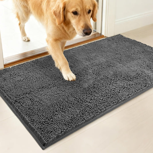Dog Door Mat Indoor Entrance, 48" x 30" Absorbent Quick-Drying Mud Rugs, Non-Slip Door Rugs for Entryway Indoor Washable, Soft Chenille Dog Mat for Muddy Paws