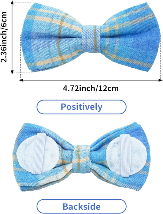 PET SHOW 8 Pack Plaid Big Dogs Collar Bow Ties for Medium Large Dogs Collar Charms Accessories Slides Attachment Bowties for Birthday Wedding Parties Assorted
