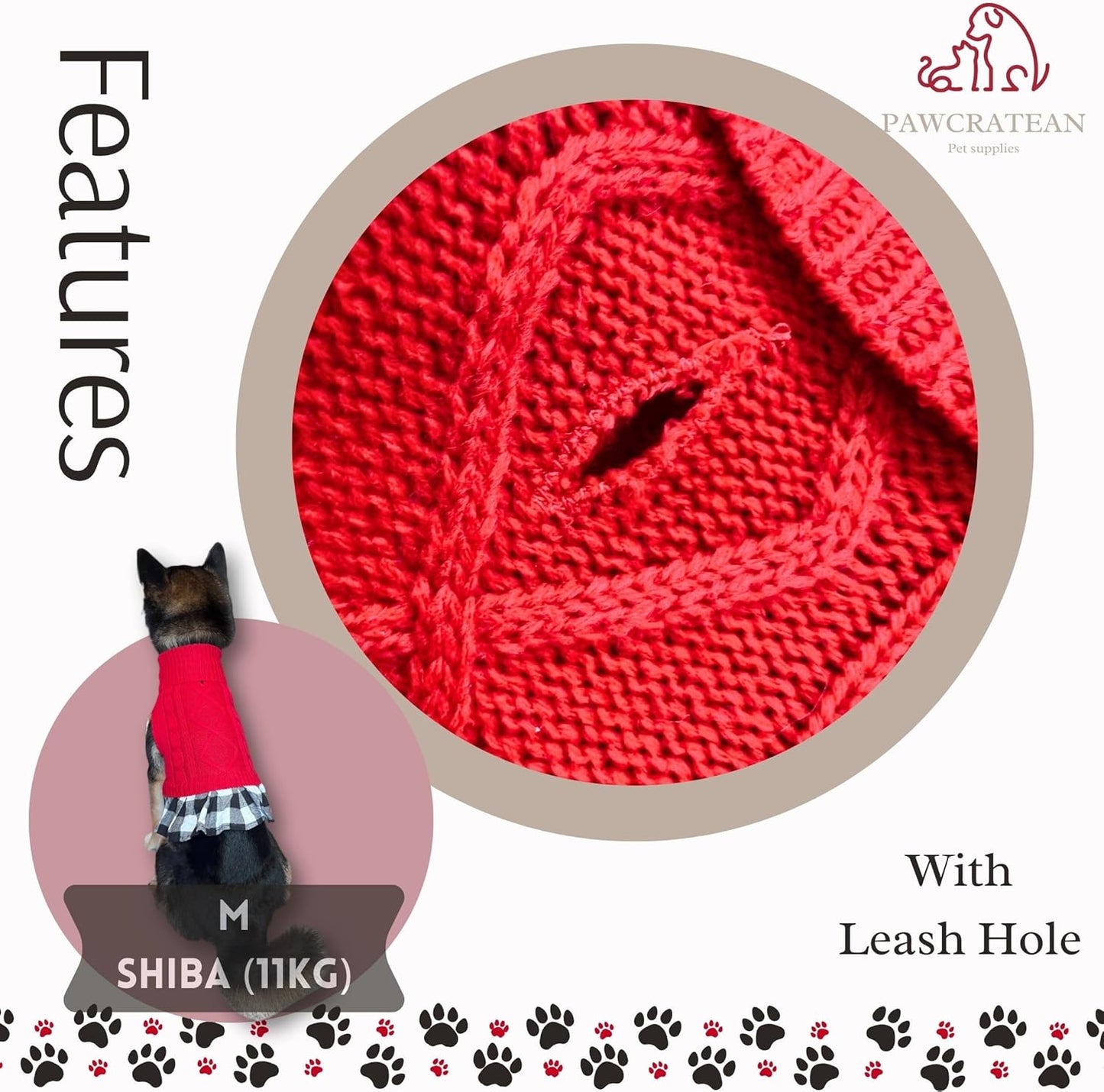 Cute Sweater for Dogs and Cats Soft Flannel Pet Outfit Warm and Cozy Animal Hoodie Small to Large Pet Clothes for Halloween Parties and Everyday Wear (Medium, Red Dress)