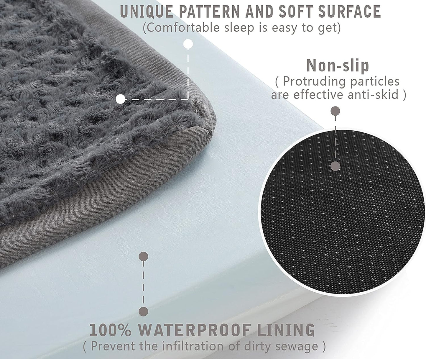 Orthopedic Memory Foam Bed for Large Dogs, Waterproof Cooling Pet Mats for Crate with Removable Washable Cover,Ideal for Arthritic Dogs (Large plus-36"x 27" x 3", Rose Plush)