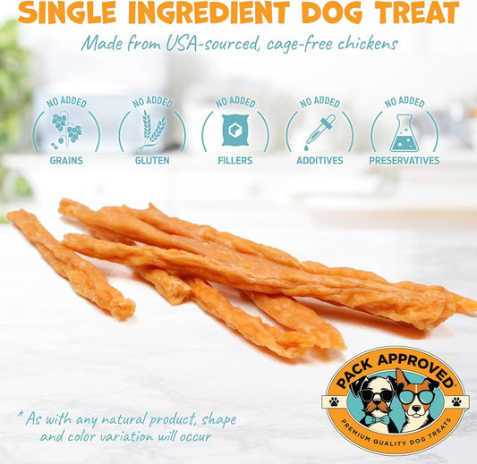 Chicken Sticks for Dogs - Dehydrated Chicken Jerky Treats. Single Ingredient Made and Sourced in America - High Protein, Low Fat - Crunchy Treat Sticks - 6.2oz