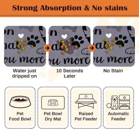 Pet Feeding Mat for Floors Waterproof Dog Mat for Food and Water Absorbent Quick Dry Non Slip mat for Cat Bowls