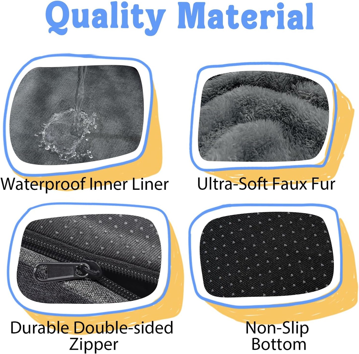 Large Orthopedic Dog Bed Washable - XL Dog Couch Sofa - Four Sides Dogs Beds Waterproof Non-Slip for Large Sized Dogs