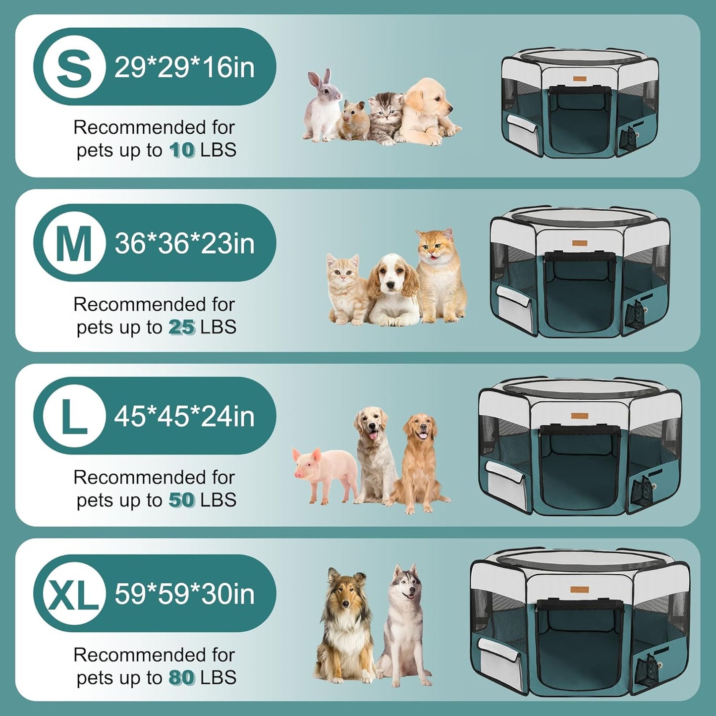 Dog Playpen, Portable Pet Play Pen for Cat, Puppies, Rabbits, Chickens, Foldable Large-Capacity Pet Tent for Indoor/Outdoor Travel Camping Blue