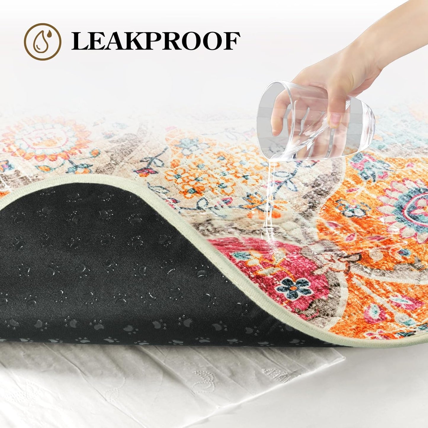 HAOCOO Washable Pee Pads for Dogs, (2 Pack) 3Ft x 3Ft Reusable Puppy Training Pads Super Absorbent Waterproof Whelping Pads,Orange Non-Slip Leakproof Potty Pads for Pet Housebreaking