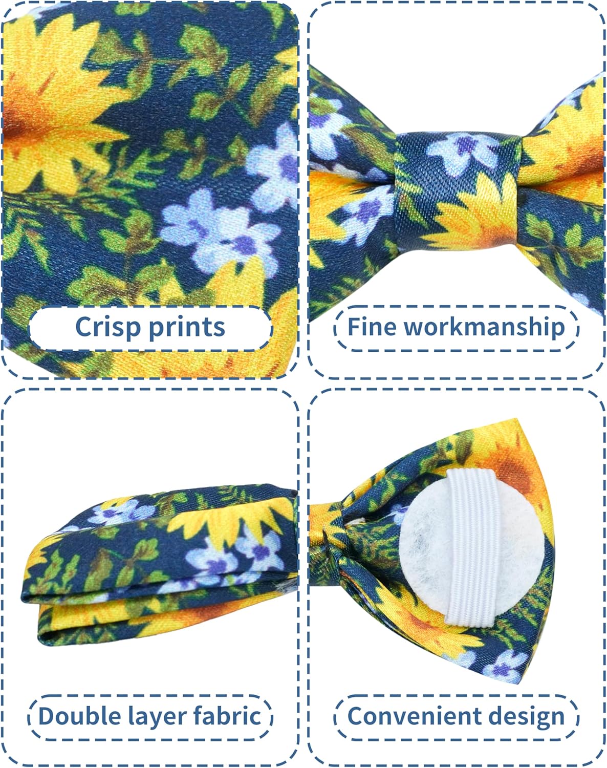 PET SHOW 10 Pack Floral Big Dog Bow Ties for Large Medium Dogs Sliding Collar Attachments Spring Bowties Sunflower Rose Bowknots Party Holiday Pet Grooming Accessories(Large)