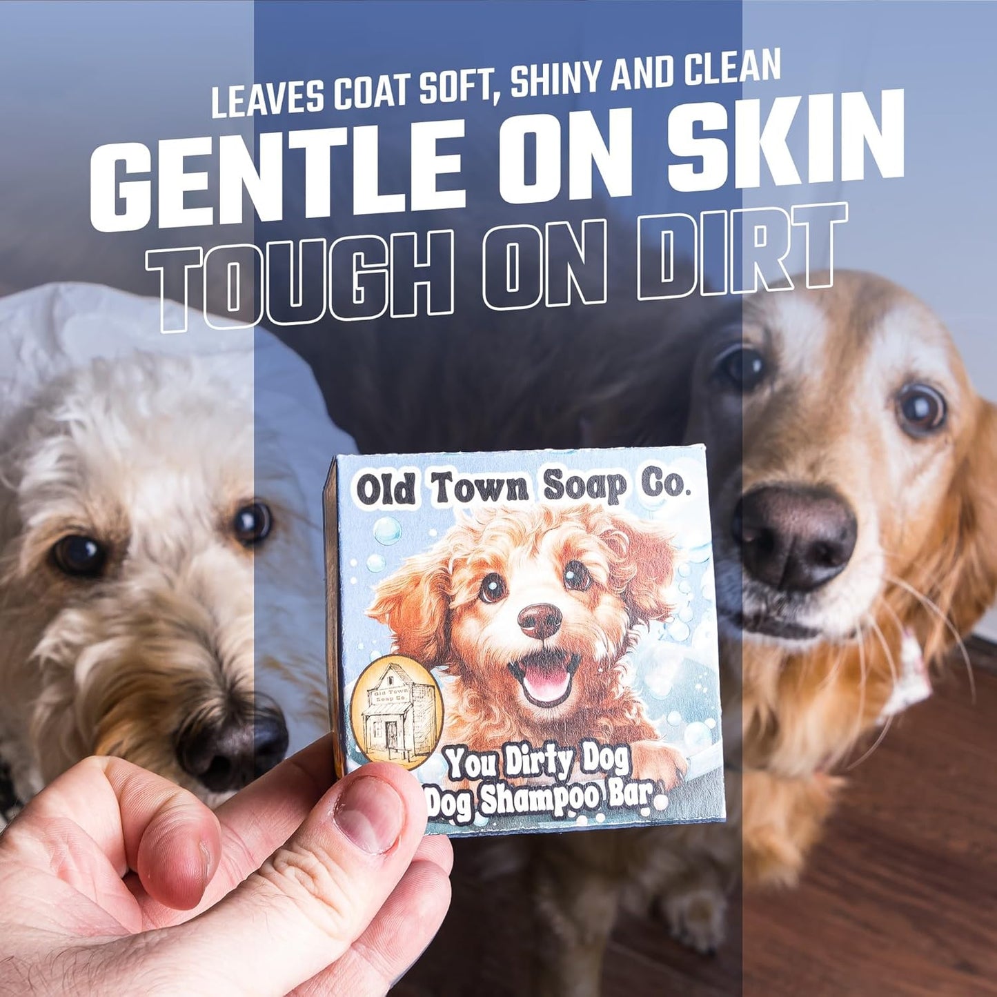 Old Town Soap Co. The Natural Dog Shampoo Bar Soap - for Sensitive Skin | All Natural Dog Soap Bar Made with 100% Therapeutic Grade Lavender, Peppermint & Eucalyptus Essential Oil, 5 oz (Pack of 2)