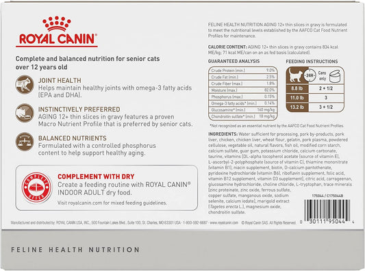 Royal Canin Aging 12+ Thin Slices in Gravy Canned Cat Food, 3 oz can (12-pack)