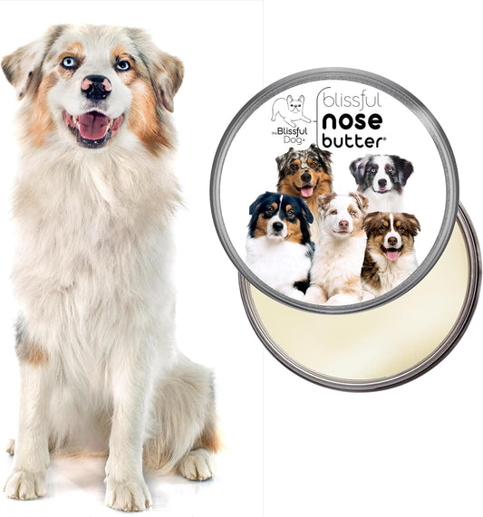 The Blissful Dog Australian Shepherd Nose Butter for Dry, Cracked Skin, Lick-Safe Dog Nose Balm with Moisturizing Shea Butter, Almond, Olive, and Essential Oils, Pet Supplies, Uncented, 2 oz.