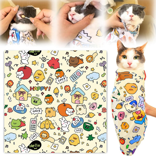XANGNIER Cat Wrap for Grooming,Cat Restraint Wrap for Cutting Nails,Fabric Burrito Wrap for Nail Clipping, Anti-Scratch, Anti-Escape,Multifunctional Swaddle Wrap Pet Tool (20.8 x 20.8 Inch)