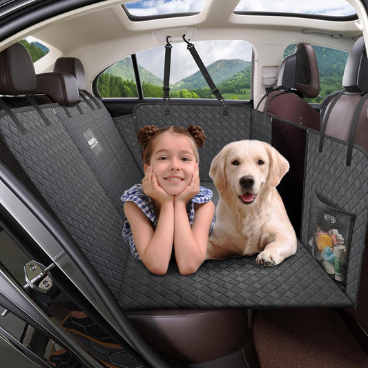 Back Seat Extender for Dogs,Waterproof Dog Car Seat Cover Protector with Mesh Window,Large Space Hammock for Car SUV Truck Dog Travel