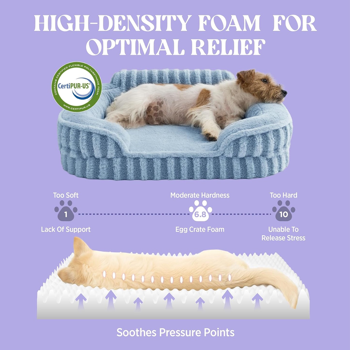 LE SURE Cute Dog Beds Large Sized Dog, Orthopedic Waterproof Large Pet Bed with Sides, Non-Slip Bottom and Egg-Crate Foam Pet Couch Sofa with Washable Removable Cover, Blue
