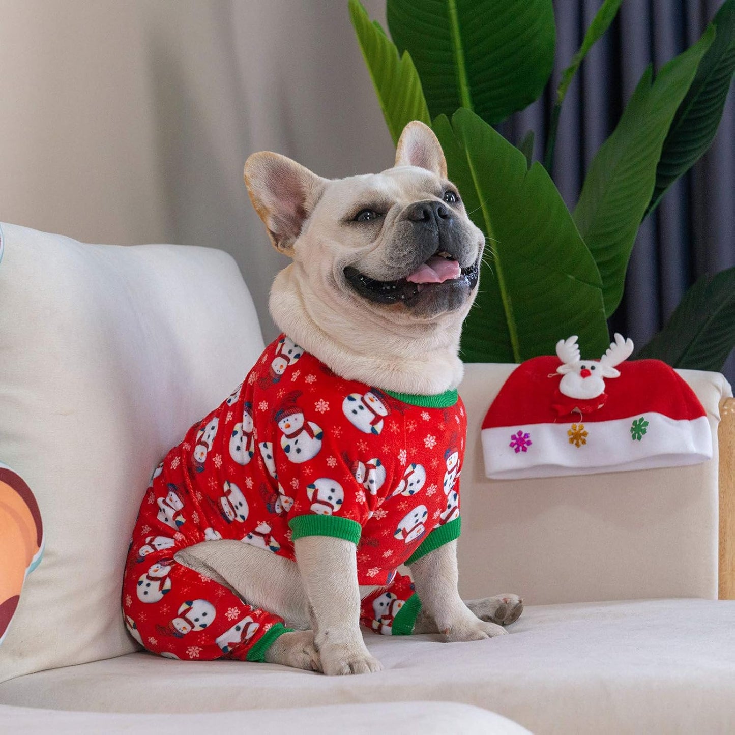 CuteBone Dog Christmas Pajamas Puppy Onesies Small Dogs Soft Pjs Coat Cat Apparel Comfy Pet Clothes Outfit Doggie Bodysuit P136L