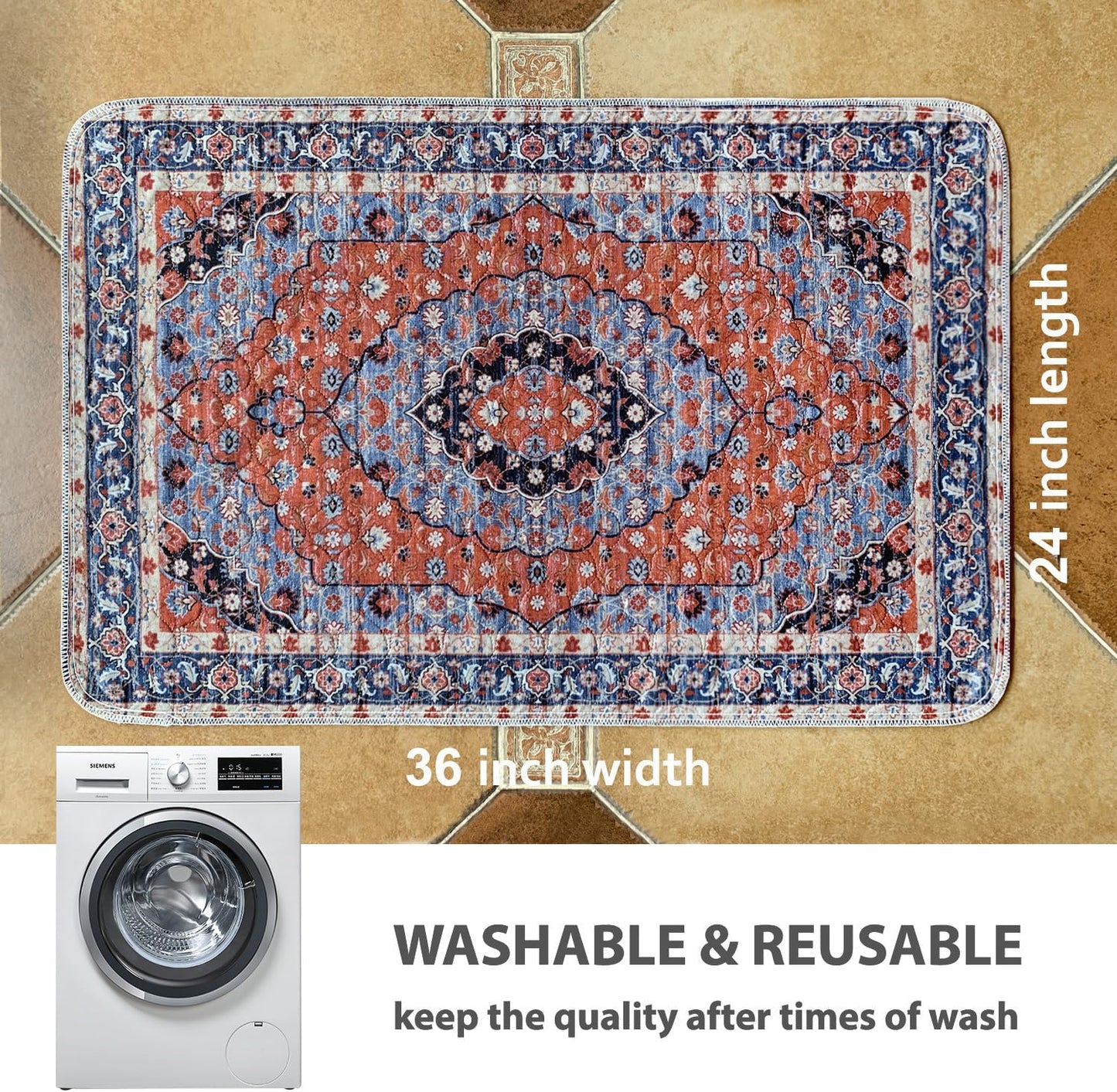 nunubaby 4PACK Washable Pee Pads for Dogs, Stylish, Non-Slip and Leak-Proof Pee Pads. Reusable Potty Pads for Dogs for Crates and Floors.(Red/Floral, 24" x36")