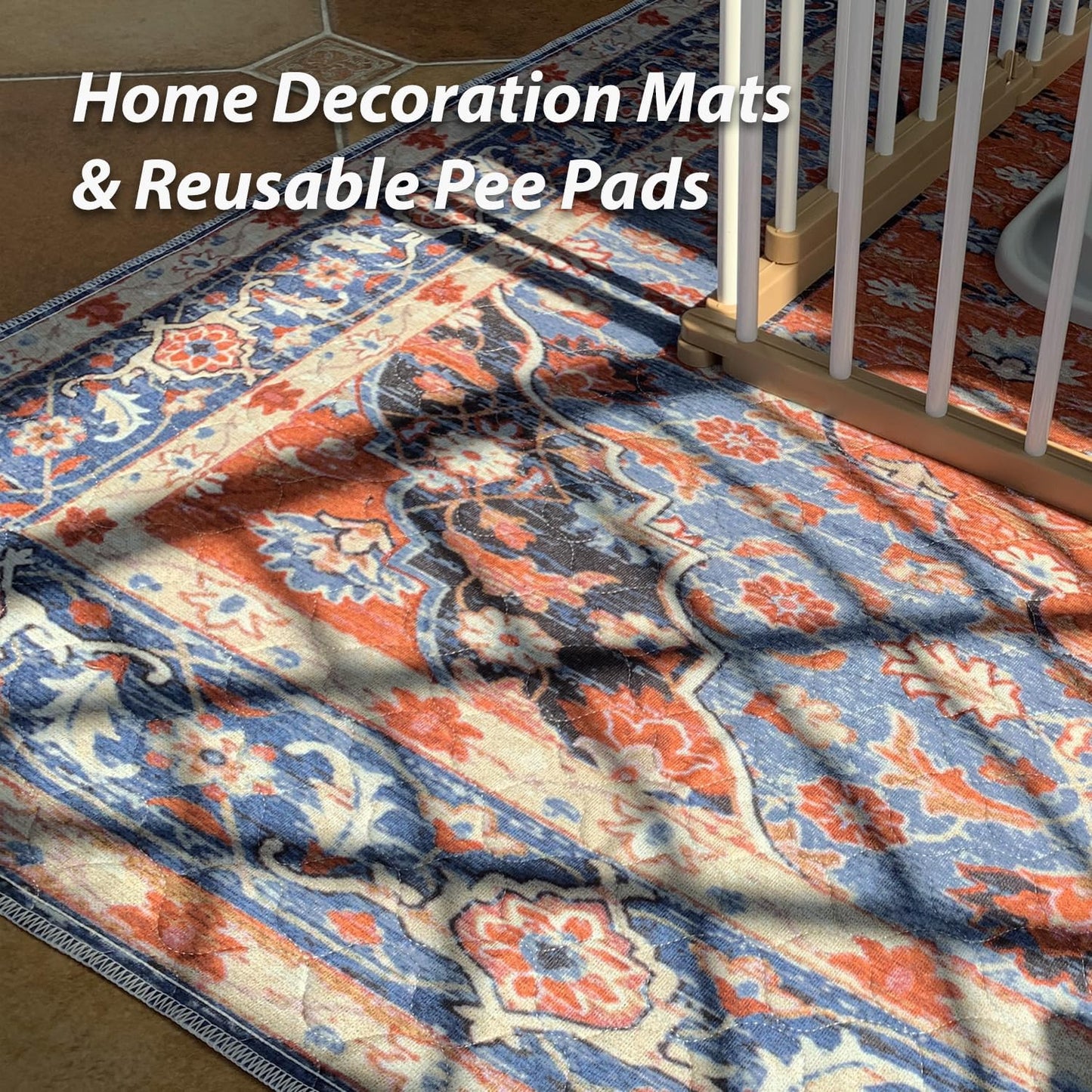 nunubaby 4PACK Washable Pee Pads for Dogs, Stylish, Non-Slip and Leak-Proof Pee Pads. Reusable Potty Pads for Dogs for Crates and Floors.(Red/Floral, 24" x36")