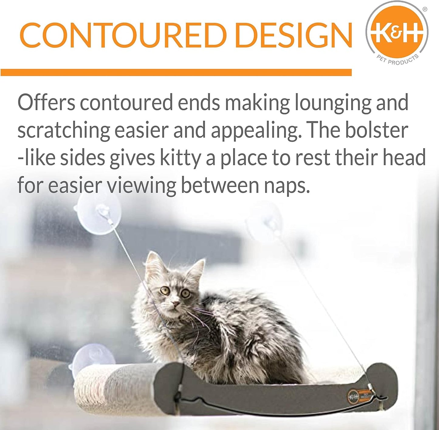 K&H Pet Products Cat Scratcher Kitty Window Sill Bed & Hammock, Sturdy Cat Perch for Large Cats