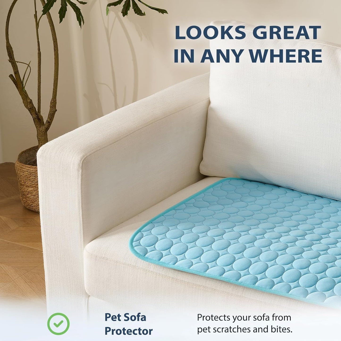 MICROCOSMOS Summer Cooling Mat & Sleeping Pad- Water Absorption Top, Materials Safe, Easy Carry, EZ Clean. Keep Cooling for Pets, Kids and Adults.(Blue, 40" x 28")