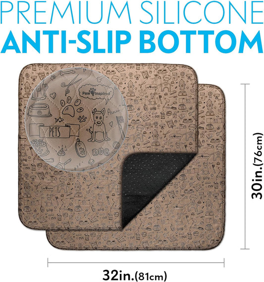 Paw Inspired Washable Pee Pads for Dogs | Reusable Puppy Pads | Waterproof Whelping Pads | Washable Training Pet Pads, Washable Potty Pads Extra Large Sizes (Classic, 32x30" - pattern (2 pack))