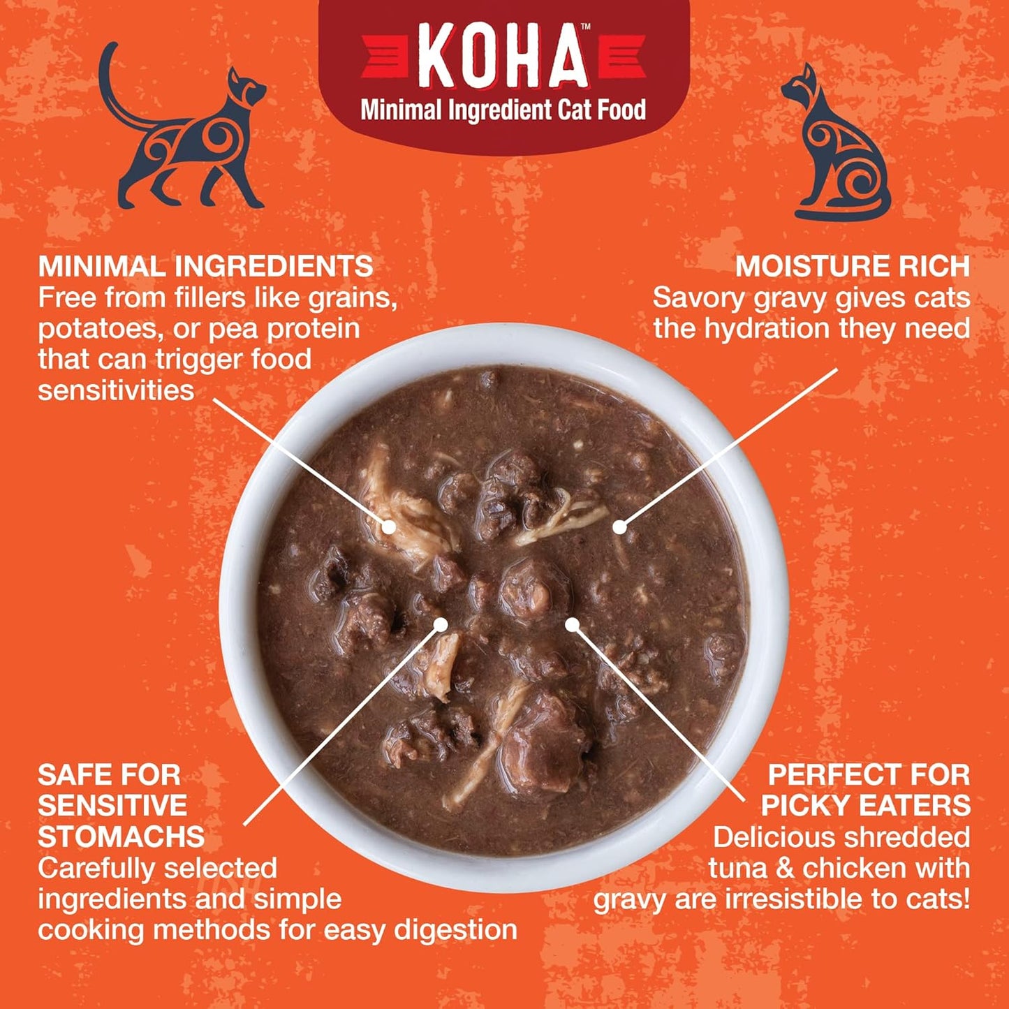 KOHA Poké Bowl Tuna & Chicken Entree in Gravy for Cats, 12-Pack of 3oz Pouches