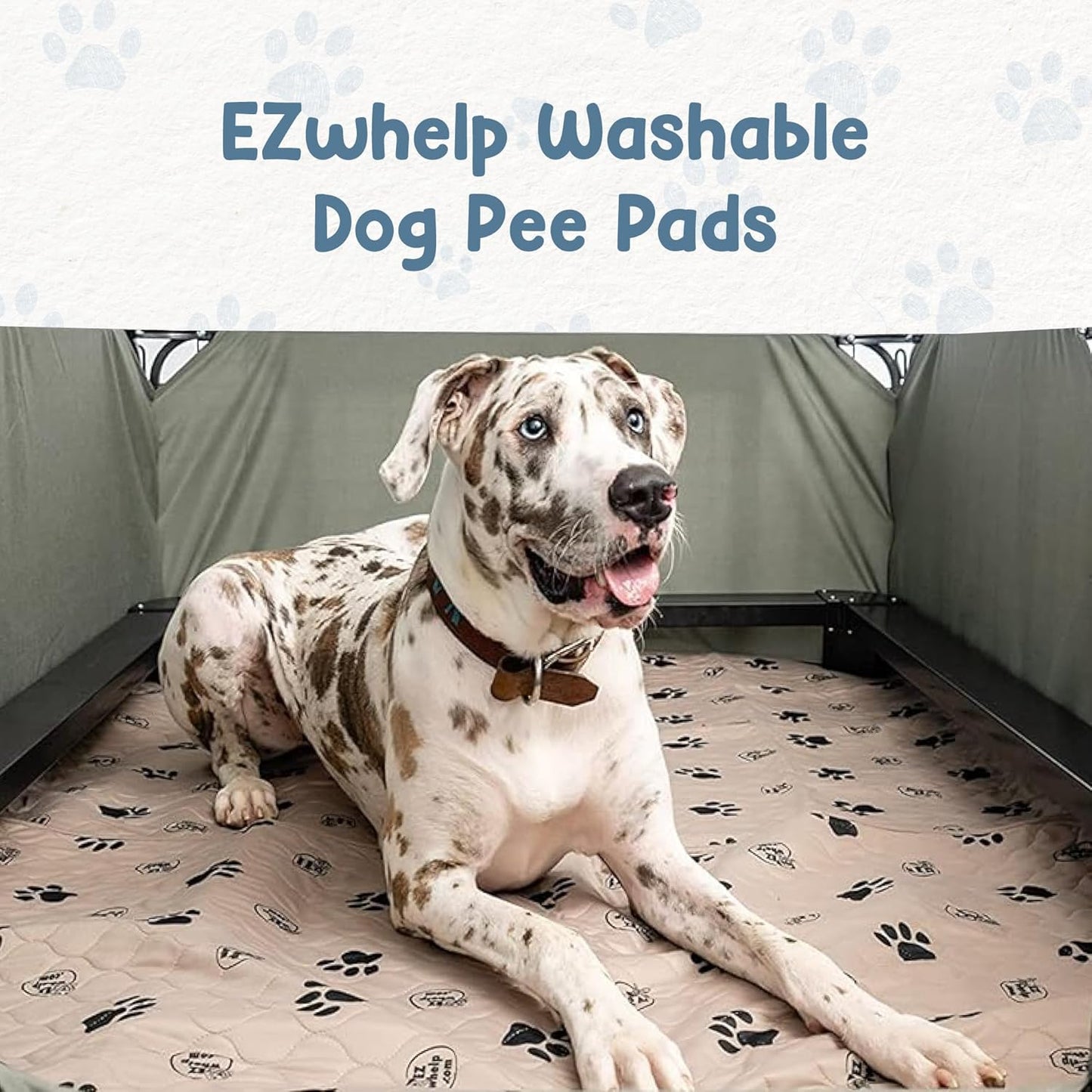 EZwhelp Reusable Dog Pee Pads, Washable Waterproof Mats for Potty Training or Whelping Pads, Puppy Pad with Rounded Corners, 20x25 Inch, 2 Pack