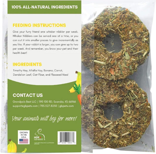 Grandpa's Best Whisker Nibblers Banana Carrot Treats for Rabbits, Guinea Pigs and Small Animals