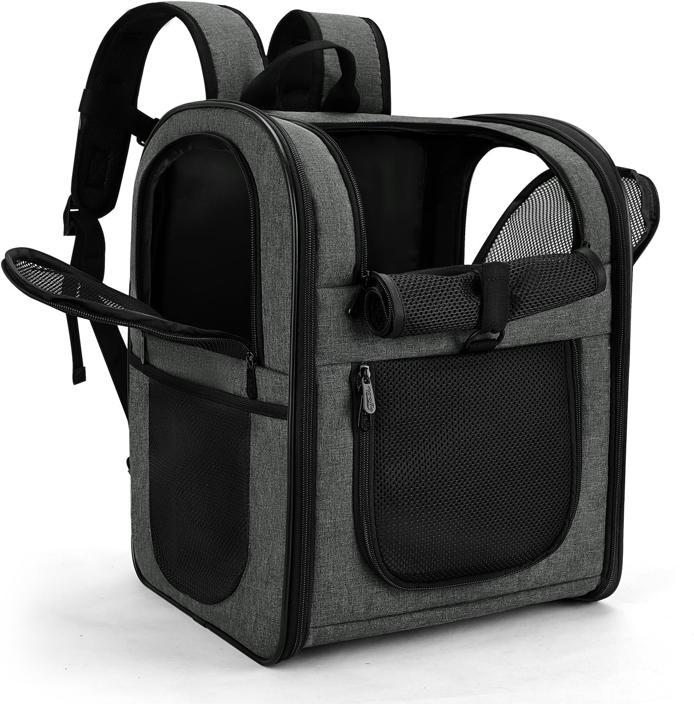 Apollo Walker Pet Carrier Backpack for 4-15lb Cats and Dogs, Puppies, Safety Features and Cushion Back Support | for Travel, Hiking, Outdoor Use (Gray)