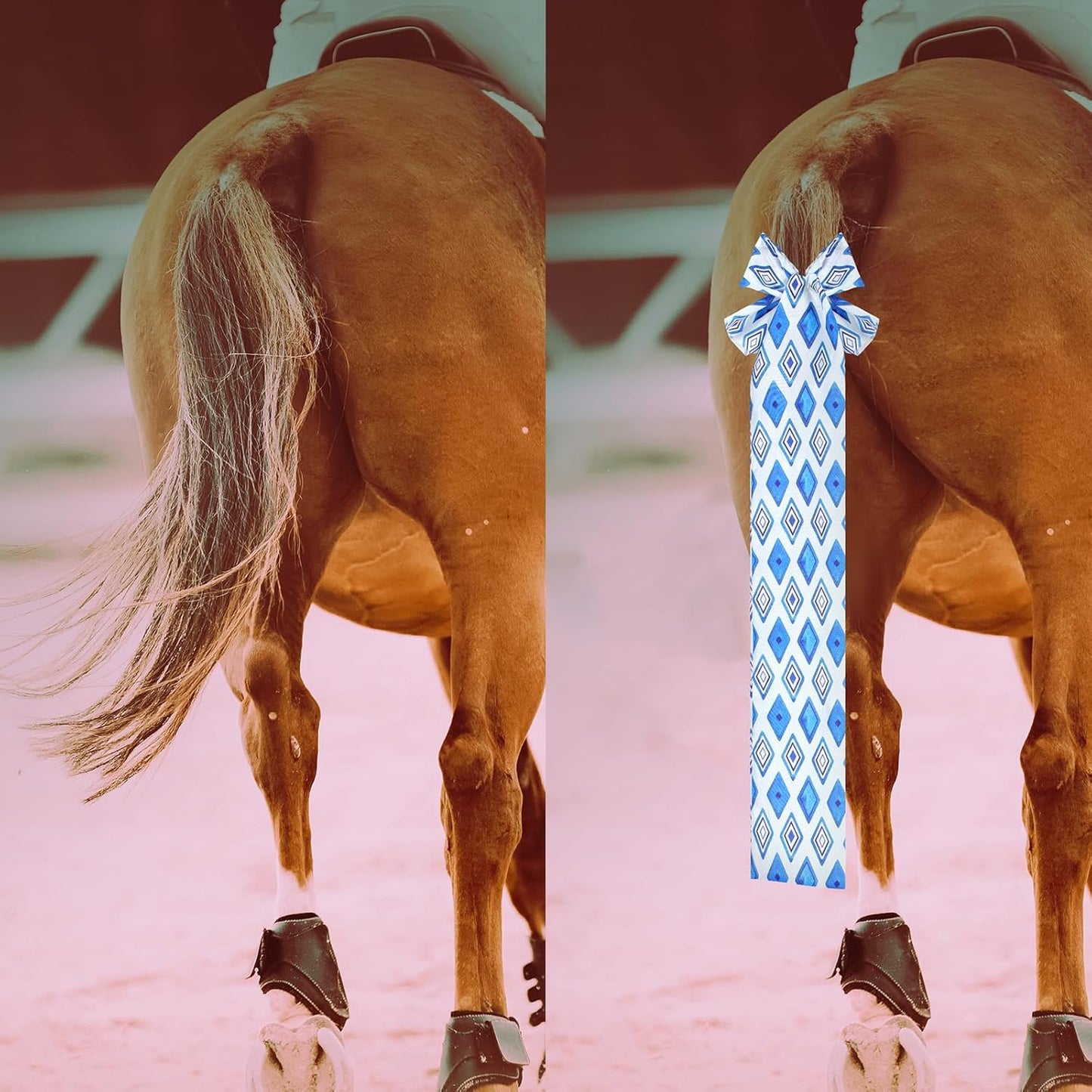 6 Pcs Horse Tail Bag Breathable Guard 22" Slip on Horse Care Tail Wrap 2 Strand Closure Straps Grooming Supplies to Keep from Dirt Breakage Rubbing 6 Designs(Aesthetic Style)