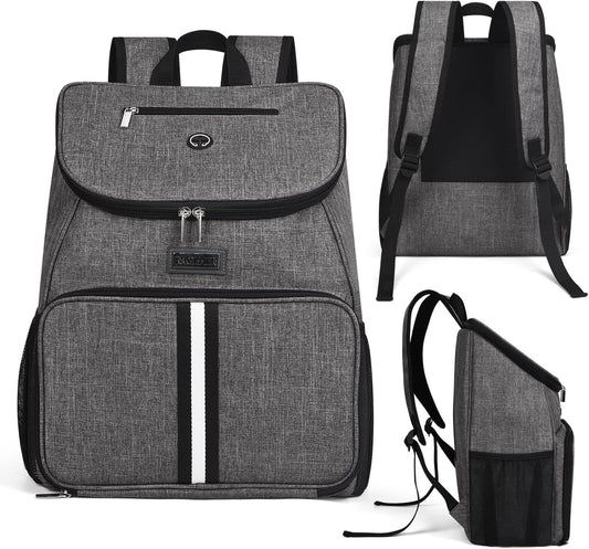 BAGLHER丨Dog Travel Bag, Airline Approved Pet Supplies Backpack, Dog Travel Backpack Accessories Set with 2 Silicone Collapsible Bowls and 2 Food Baskets, Gray