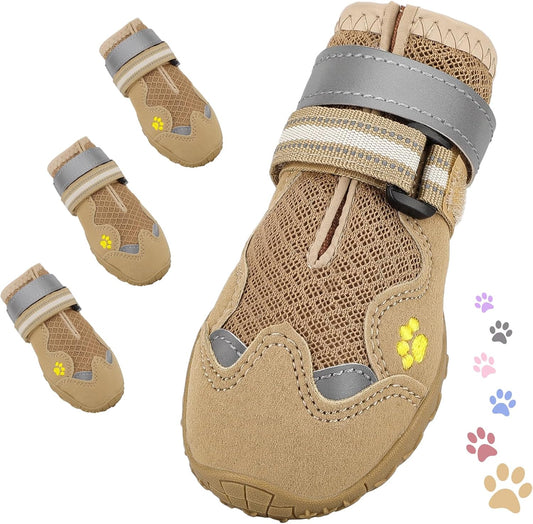 Dog Shoes for Large Medium Small Dog, Mesh Breathable Dog Shoes for Hot Pavement, Anti-Slip Dogs Boots Paw Protectors with Reflective for Outdoor Walking Indoor Hardfloors (Size 2)
