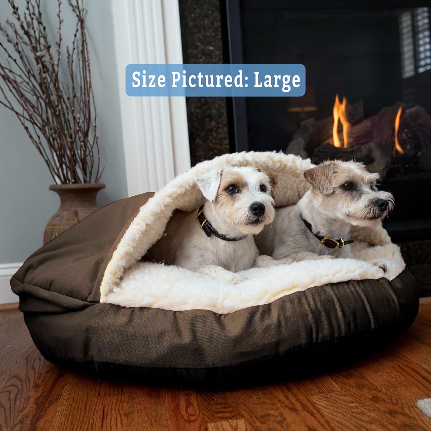 Snoozer Luxury Cozy Cave Dog Bed - Indoor Dog Bed with Cover Cave, Covered Calming Burrow for Medium & Large Sized Pets with Blanket Attached, Enclosed, Washable - XL, Hot Fudge